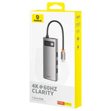 Baseus Metal Gleam 7in1 HDMI 4K 60Hz USB-C Hub / 3x USB 3.0 / USB-C PD / SD / microSD - Grå