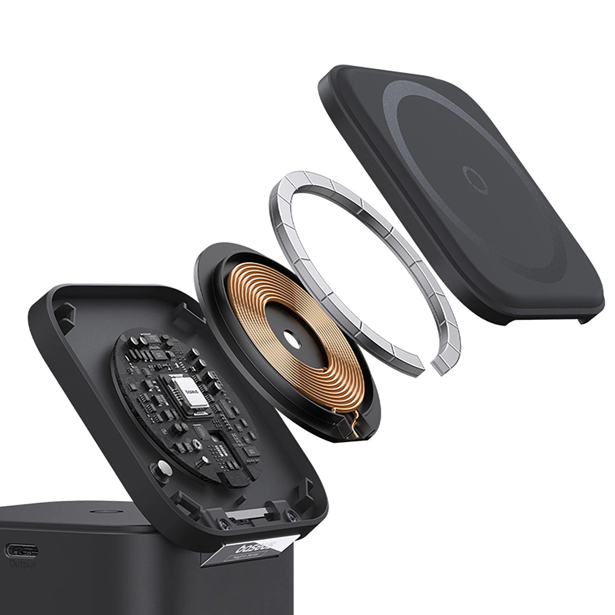 Baseus MagPro 3in1 25W MagSafe kompatibel induktiv oplader til telefon og smartwatch - sort