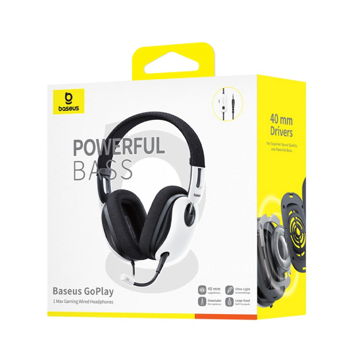 Baseus GoPlay 1 Max Gaming Wired Over-Ear Gaming Headphones - Hvid og sort