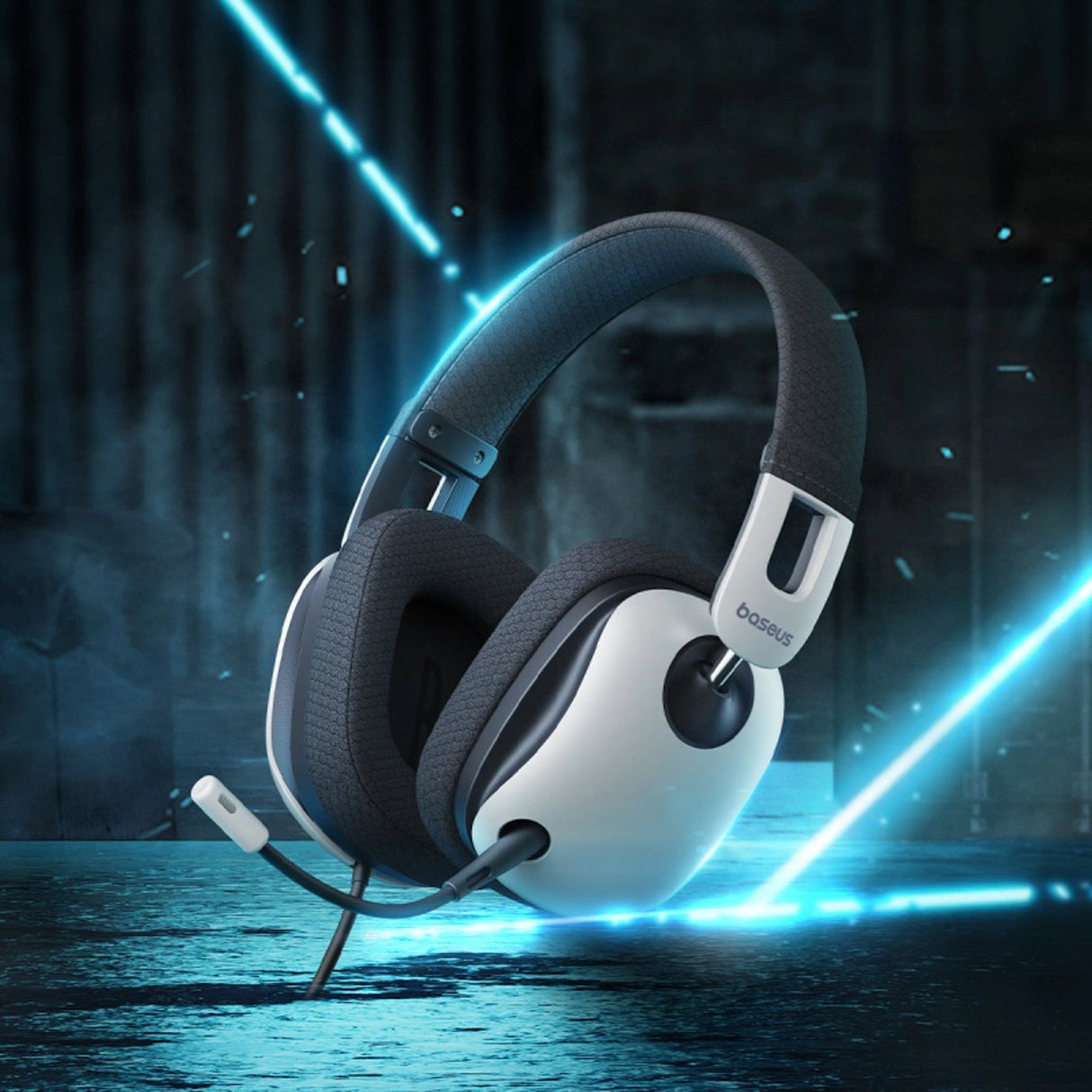 Baseus GoPlay 1 Max Gaming Wired Over-Ear Gaming Headphones - Hvid og sort