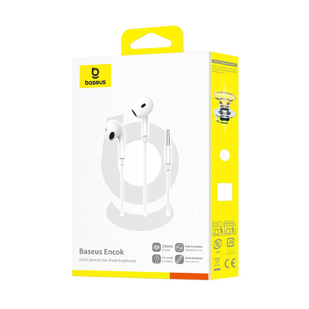Baseus Encok HZ19 Wired In-Ear Headphones with Mini Jack - White