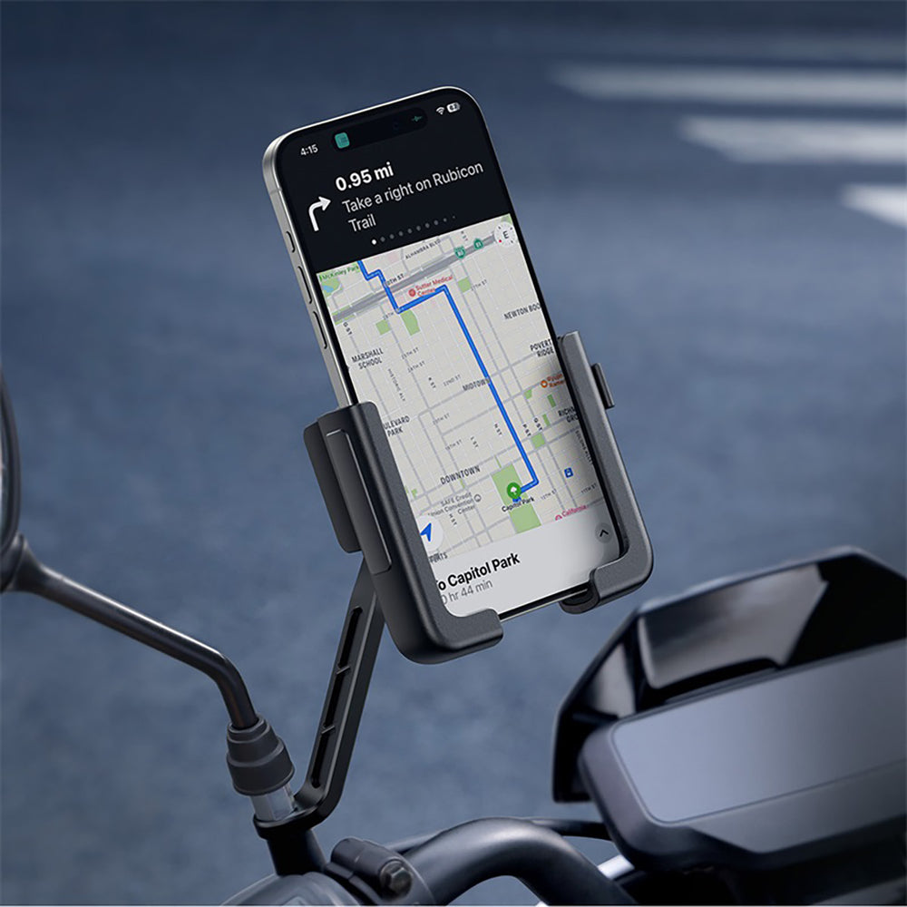 Baseus GoTrip Motorcycle Phone Holder for Mirror, with Shock Absorption - Black