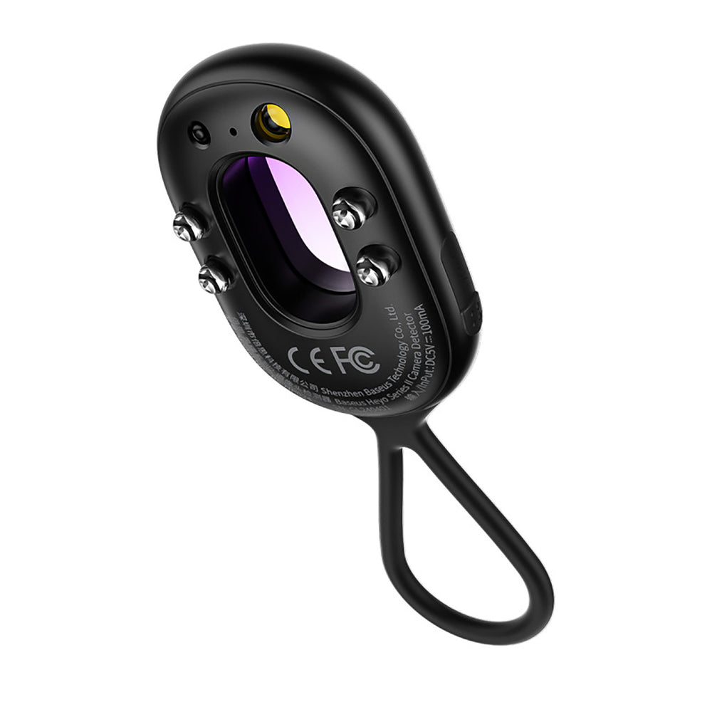 Baseus Heyo Series II Hidden Camera Detector with Alarm and Mini Flashlight + Baseus Simple USB-A - USB-C Cable - Black