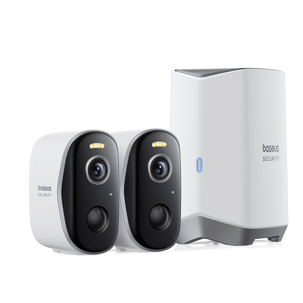 Baseus Security N1 Plus Dual 2K Outdoor Surveillance Kit (2 kameraer)   Hvid