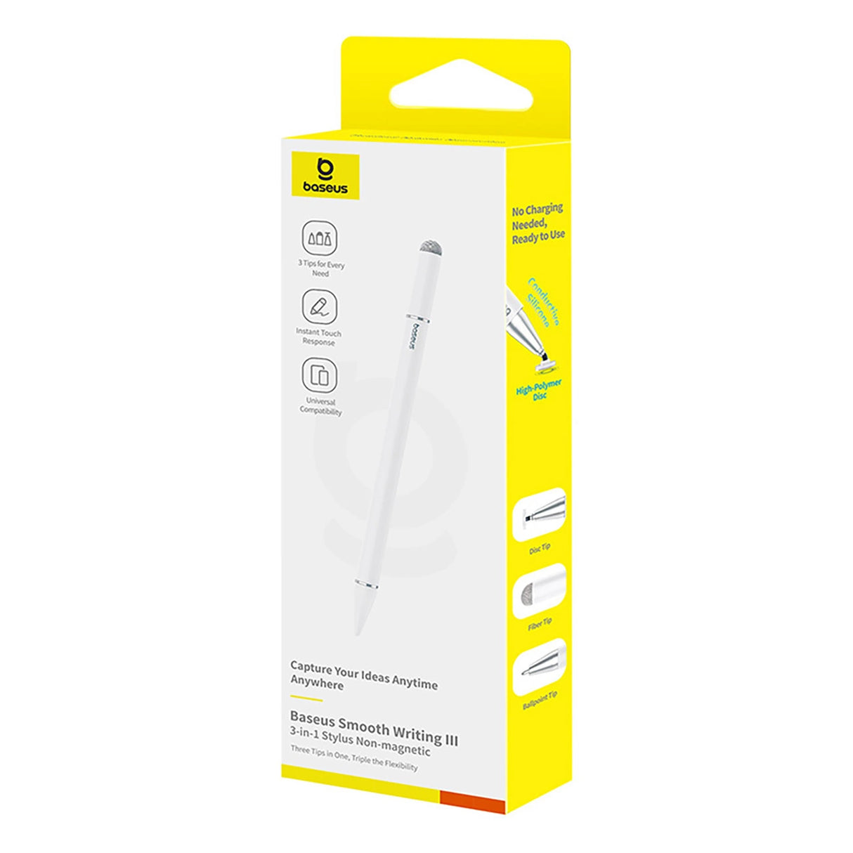 Baseus Smooth Writing III 3in1 Passiv Stylus Magnetisk Version - Hvid