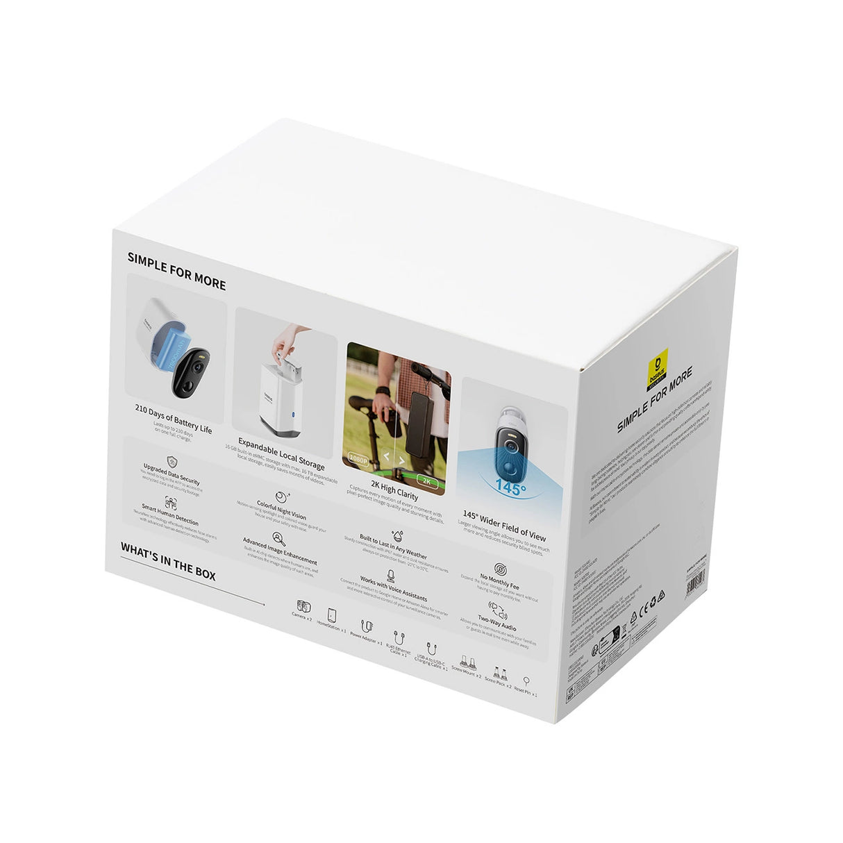 Baseus Security N1 2K Outdoor Monitoring Kit (2 kameraer)   Hvid