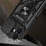 Hybrid Armor Camshield iPhone 17 Case med Stand og Camera Cover - sort