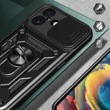 Hybrid Armor Camshield iPhone 17 Case med Stand og Camera Cover - sort