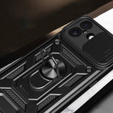 Hybrid Armor Camshield iPhone 17 Case med Stand og Camera Cover - sort