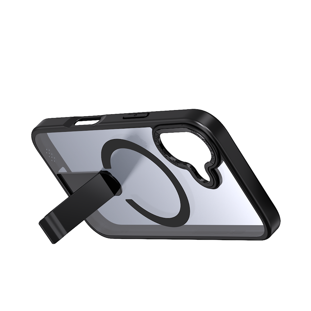 Hybrid Armor X-foder for iPhone 17 med MagSafe-kompatibel stand - sort