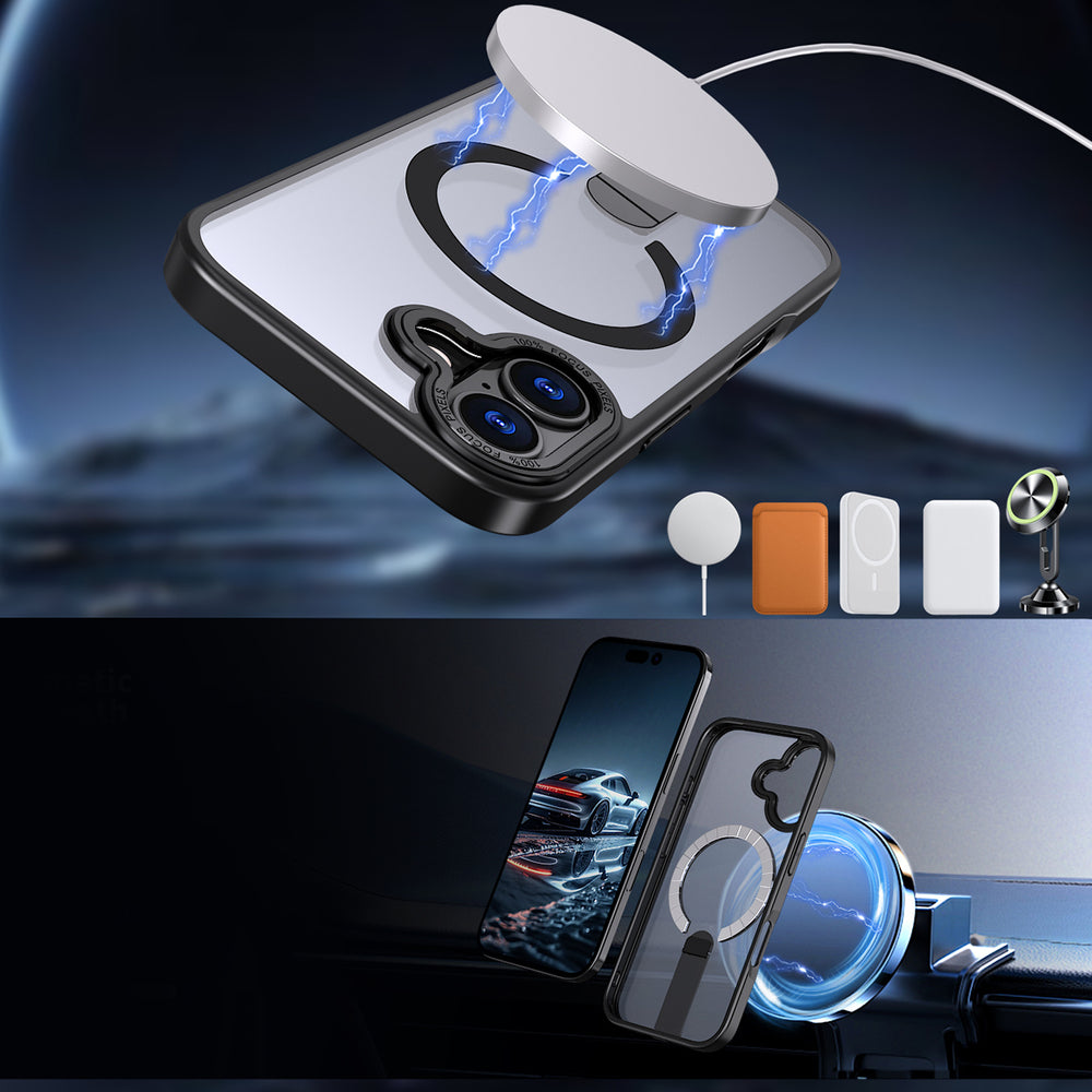 Hybrid Armor X-foder for iPhone 17 med MagSafe-kompatibel stand - sort