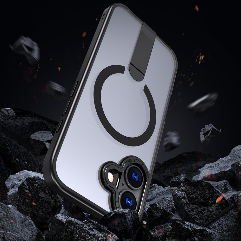 Hybrid Armor X-foder for iPhone 17 med MagSafe-kompatibel stand - sort