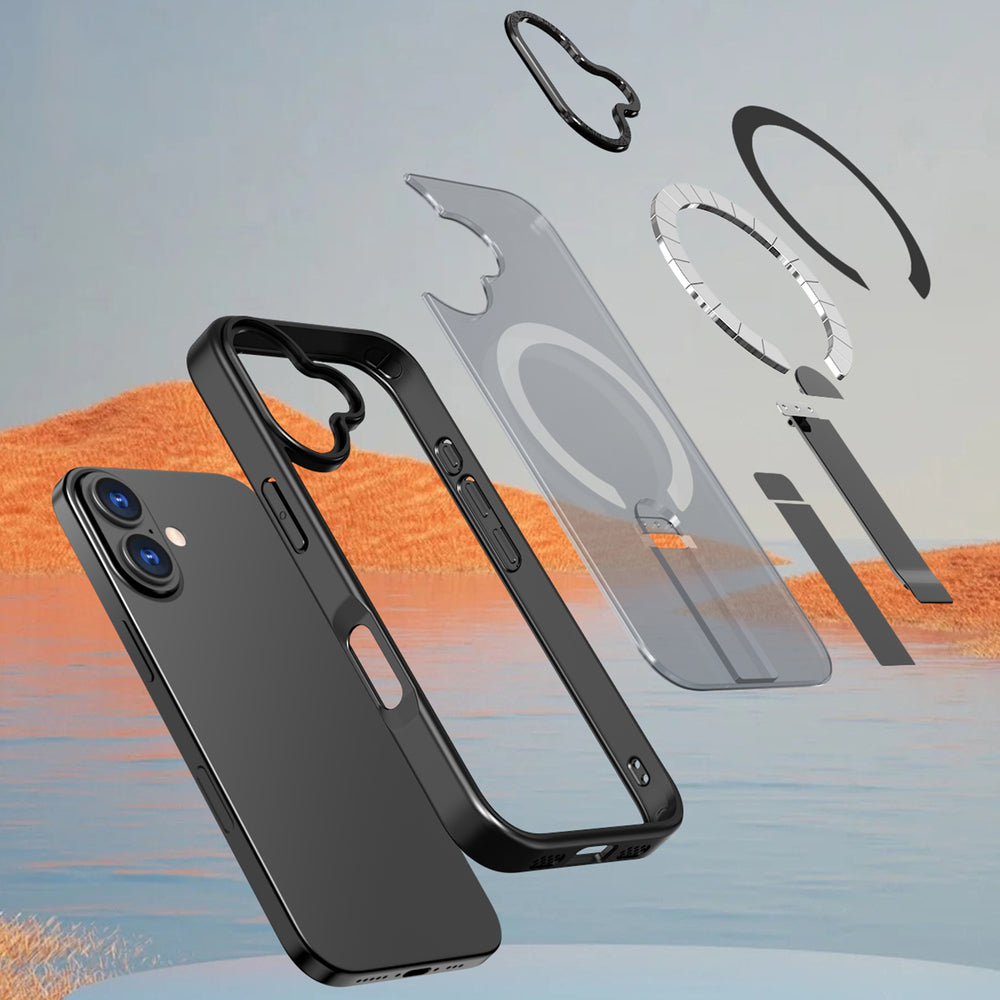 Hybrid Armor X-foder for iPhone 17 med MagSafe-kompatibel stand - sort