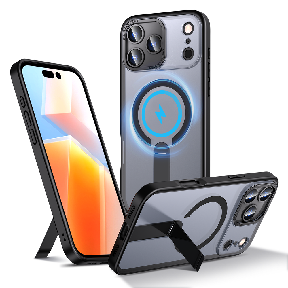 Hybrid Armor X Case til iPhone 17 Pro Max med Stand, Kompatibel med MagSafe - sort