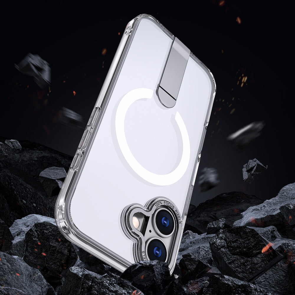Hybrid Armor X Case til iPhone 17 med Stand, Kompatibel med MagSafe - Transparent
