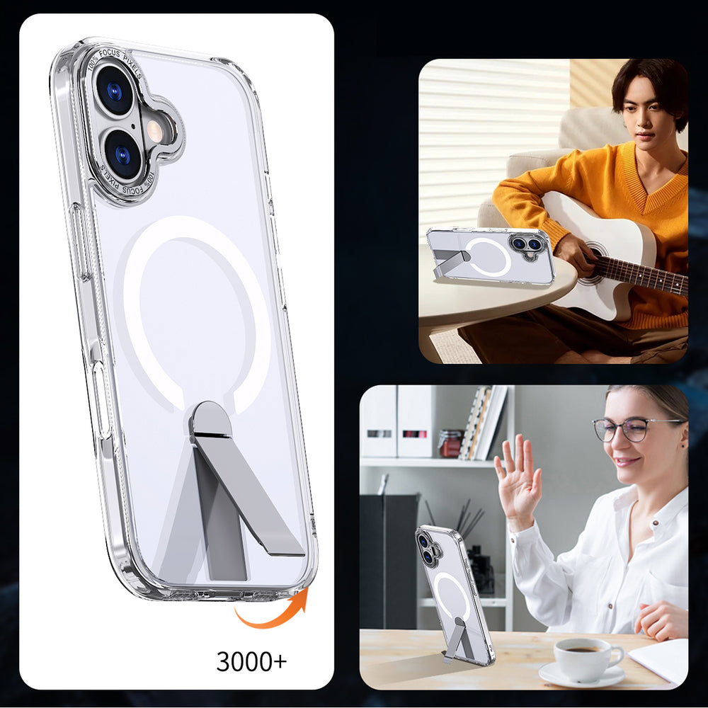 Hybrid Armor X Case til iPhone 17 med Stand, Kompatibel med MagSafe - Transparent