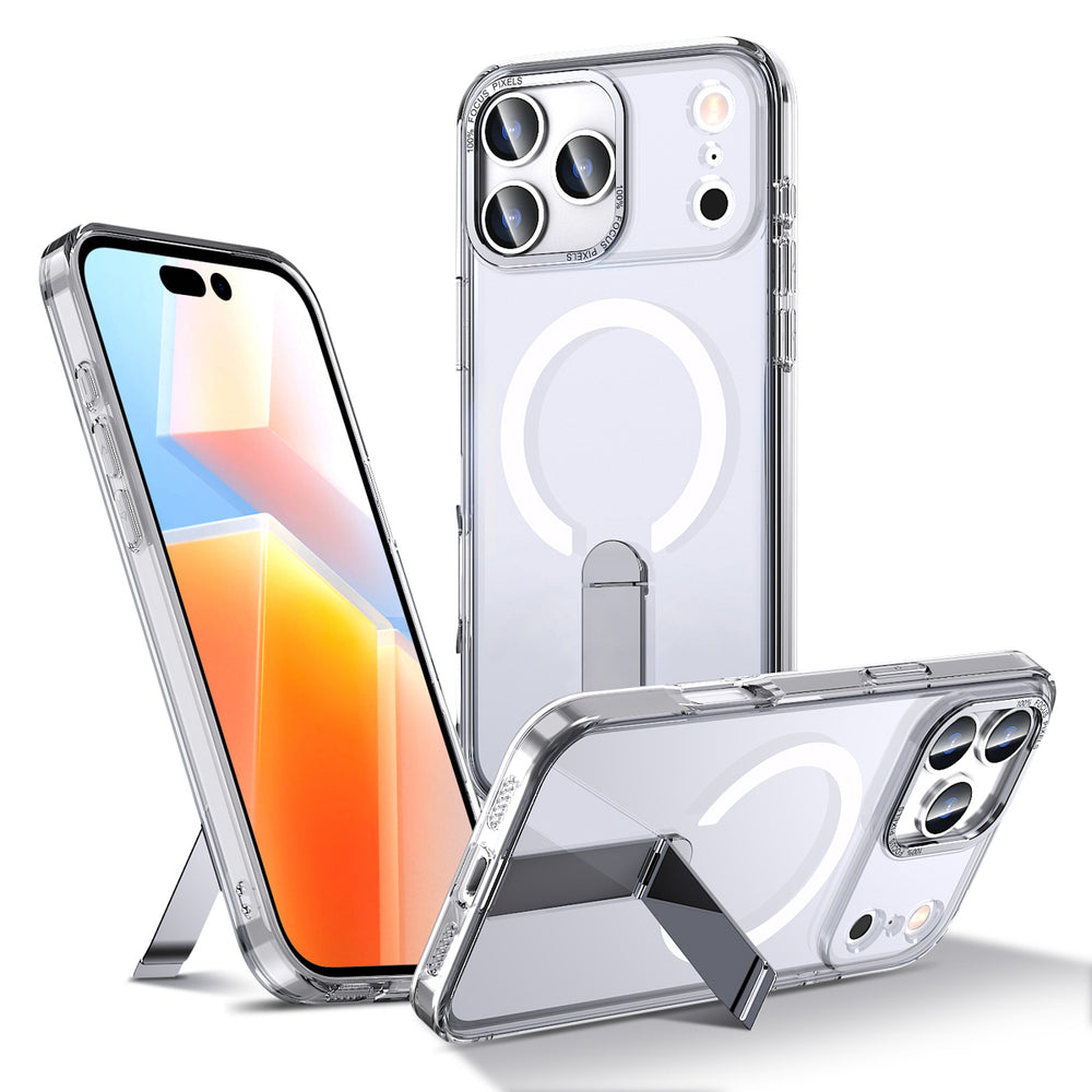 Hybrid Armor X Case til iPhone 17 Pro med Stand, Kompatibel med MagSafe - Transparent