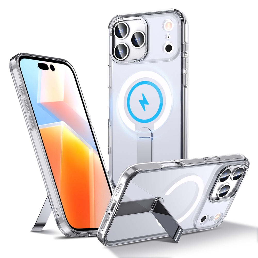 Hybrid Armor X Case til iPhone 17 Pro Max med Stand, Kompatibel med MagSafe - Transparent