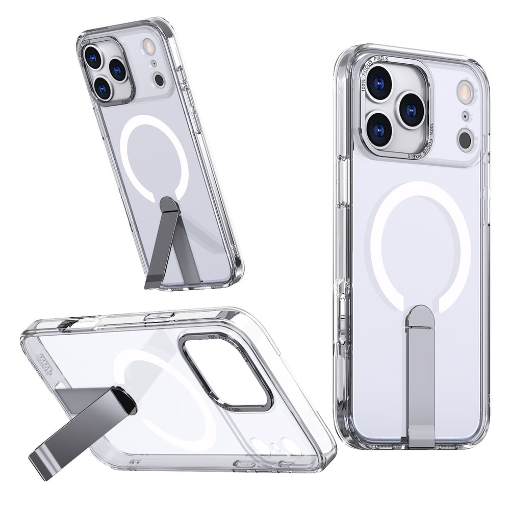 Hybrid Armor X Case til iPhone 17 Pro Max med Stand, Kompatibel med MagSafe - Transparent