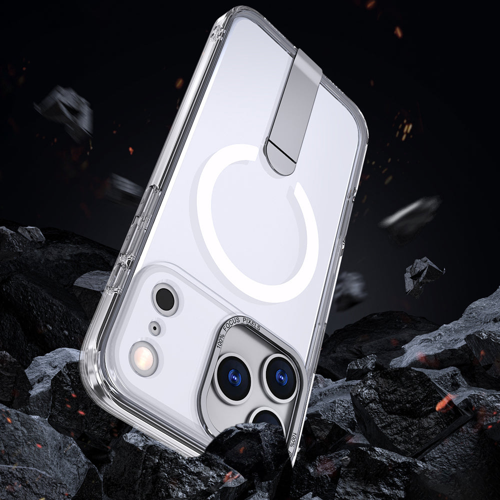 Hybrid Armor X Case til iPhone 17 Pro Max med Stand, Kompatibel med MagSafe - Transparent