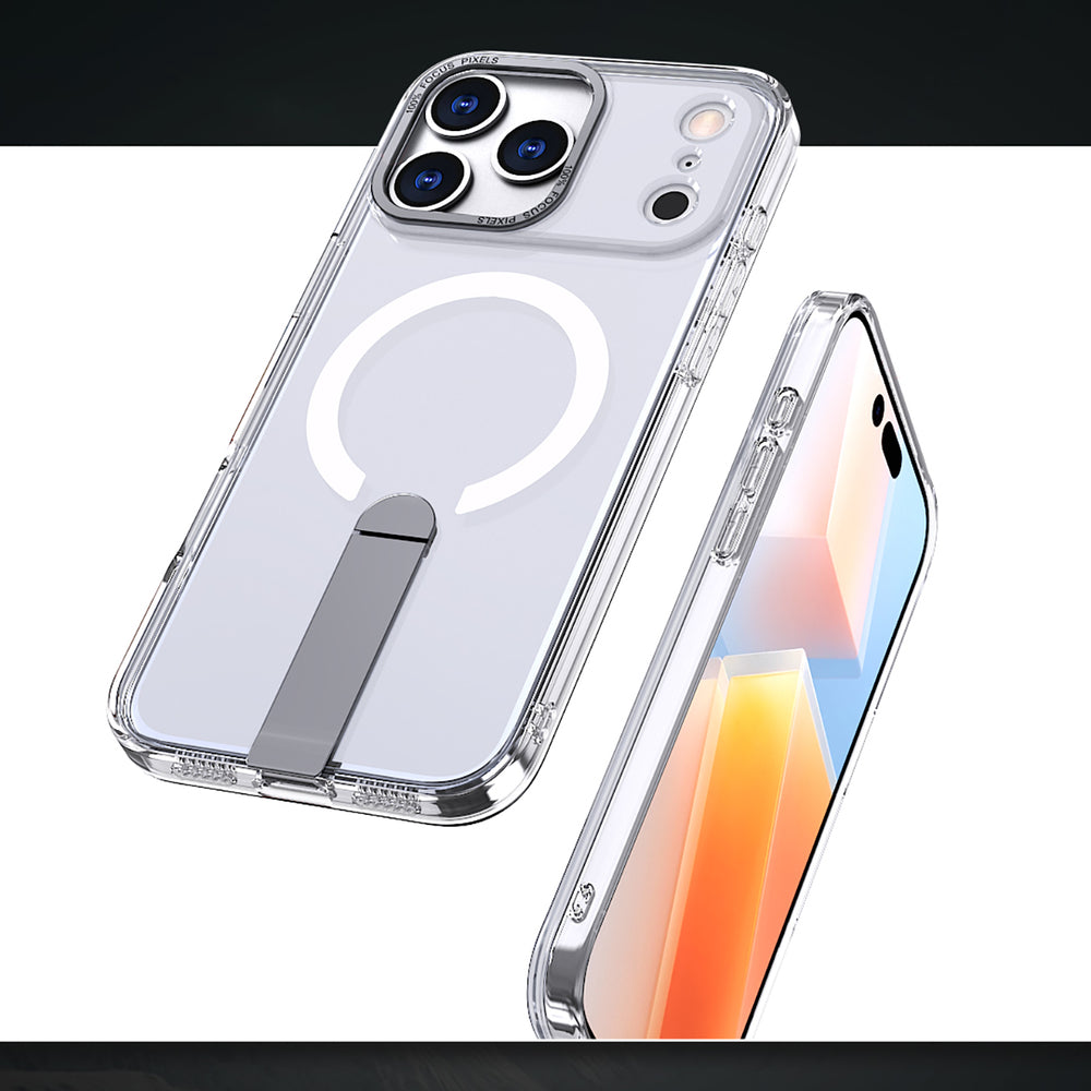 Hybrid Armor X Case til iPhone 17 Pro Max med Stand, Kompatibel med MagSafe - Transparent