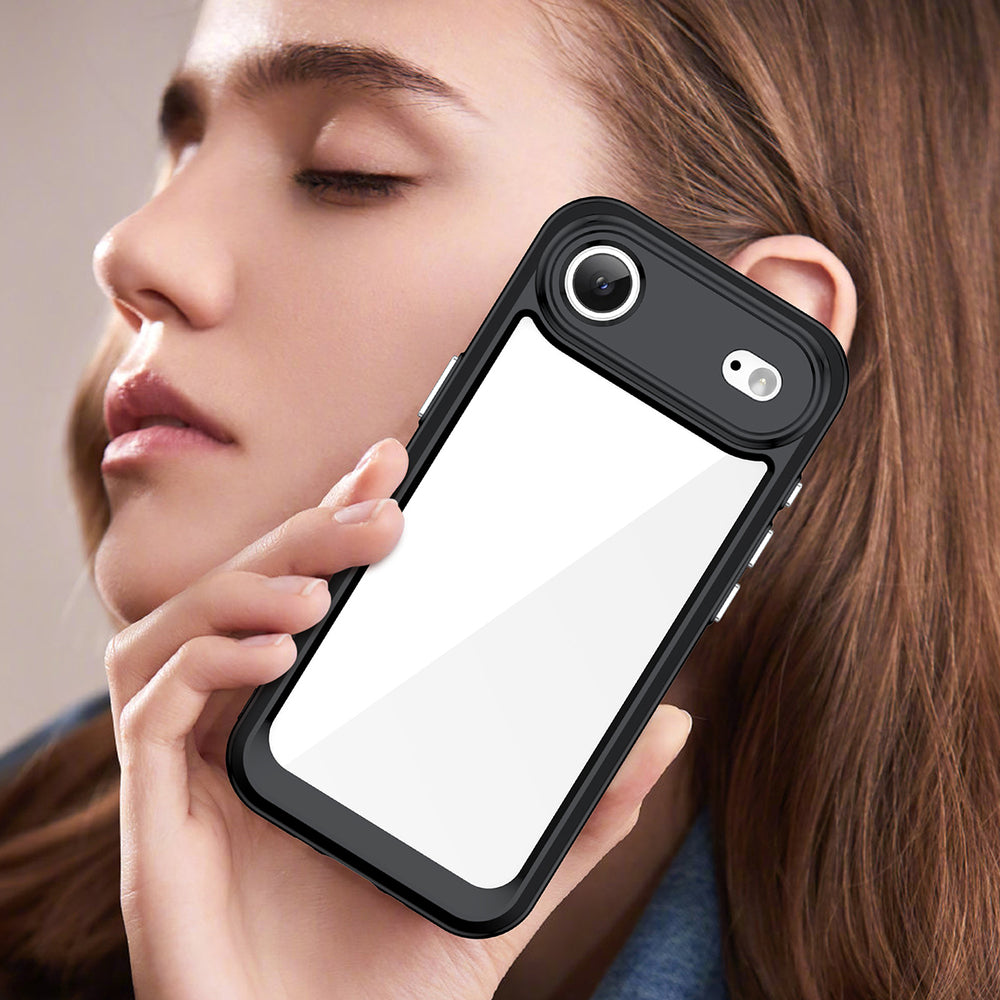 Udefra Space Case til iPhone 17 Air - sort gennemsigtigt
