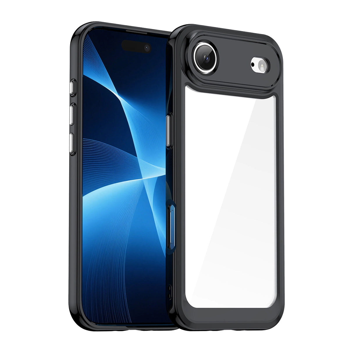 Udefra Space Case til iPhone 17 Air - sort gennemsigtigt