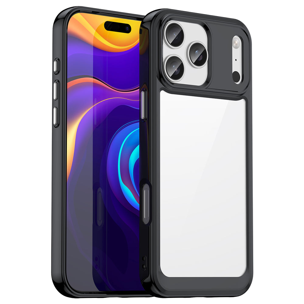 Udendørs rumkasse til iPhone 17 Pro Max - sort gennemsigtig