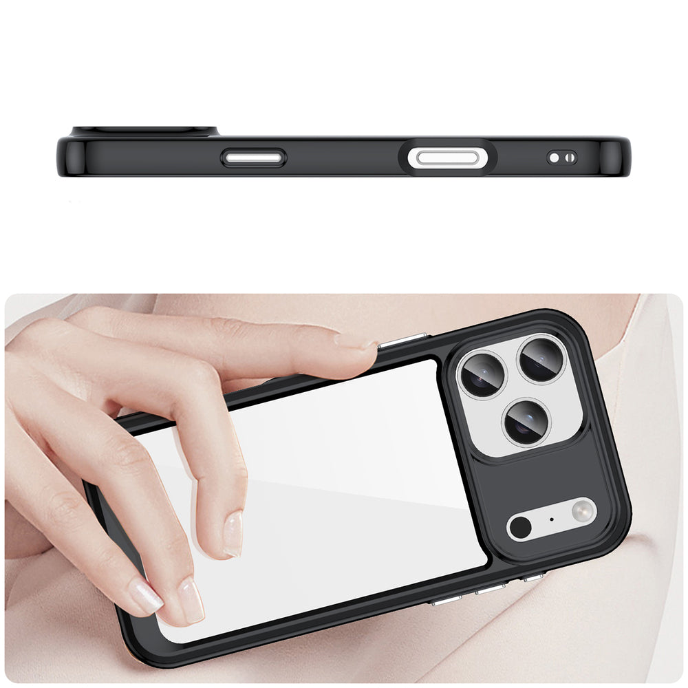 Udendørs rumkasse til iPhone 17 Pro Max - sort gennemsigtig