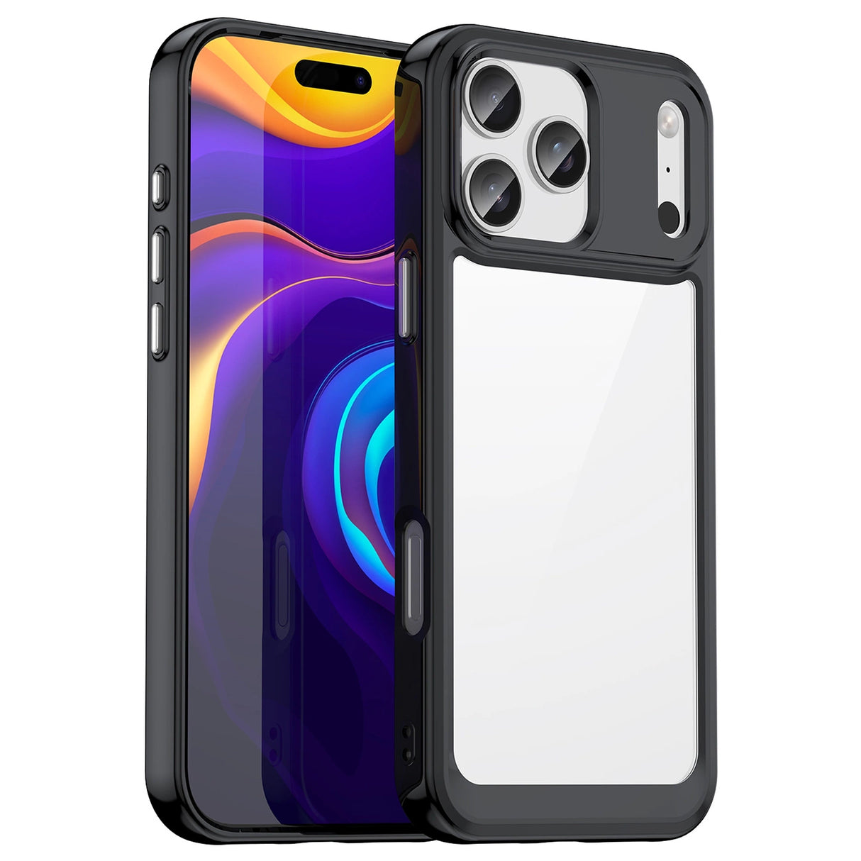 Udendørs rumkasse til iPhone 17 Pro Max - sort gennemsigtig
