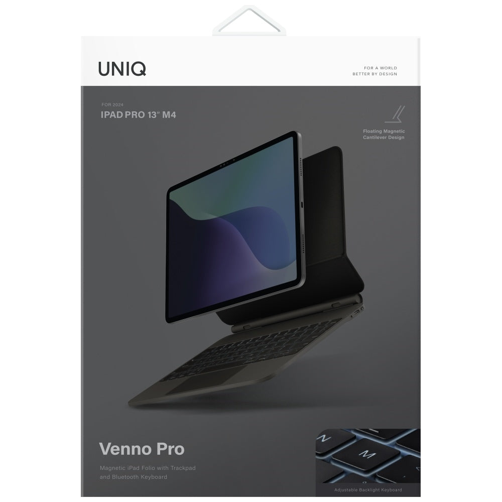 Uniq Venno Pro Magnetisk Smart Case med tastatur til iPad Air 13" 2024 / 2025 / iPad Pro 13" 2024 - sort