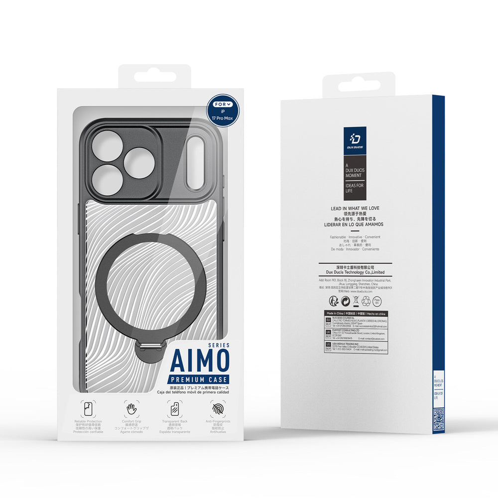 Dux Ducis Aimo Mag Case med magnetisk ring og stativ til iPhone 17 Pro Max - sort