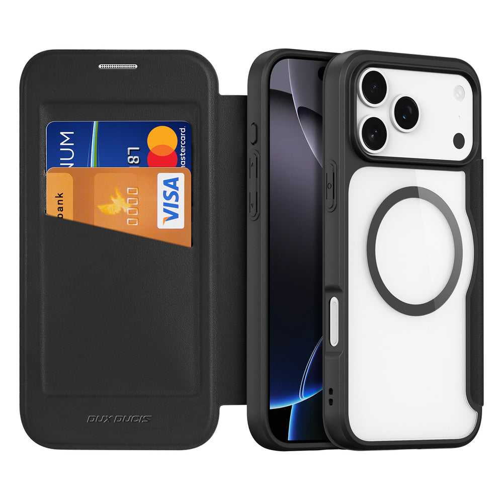 Dux Ducis Skin X Pro Case til iPhone 17 Pro med Wallet, MagSafe Kompatibel - sort