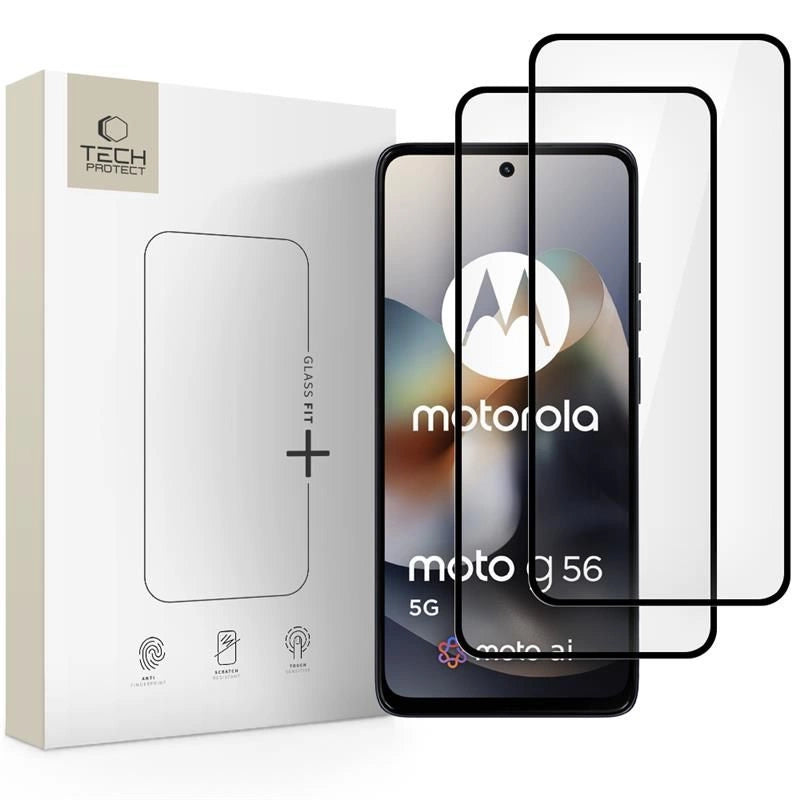 Tech-Protect Glass Fit+ 2-pack hærdet glas til Motorola Moto G56 5G - sort