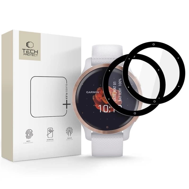 Tech-Protect Glass Flex+ 2-pack hybridglas til Garmin Venu 2S - sort