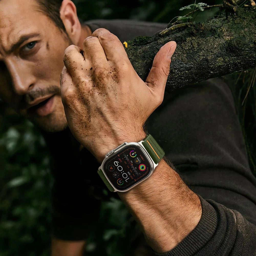 Tech-Protect Nylon Slip Strap til Apple Watch 44 / 45 / 46 / 49 mm - Grøn