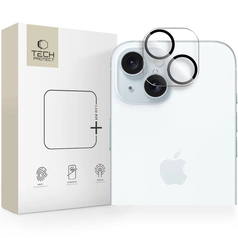 Tech-Protect Cam Fit+ Kamera Cover til iPhone 14 / 14 Plus / 15 / 15 Plus - Klar