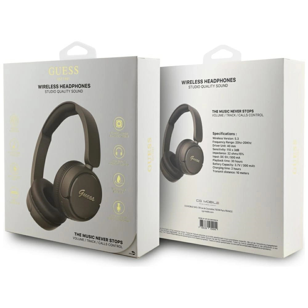 Guess Metal Logo Script Over-Ear Headphones - Brunt