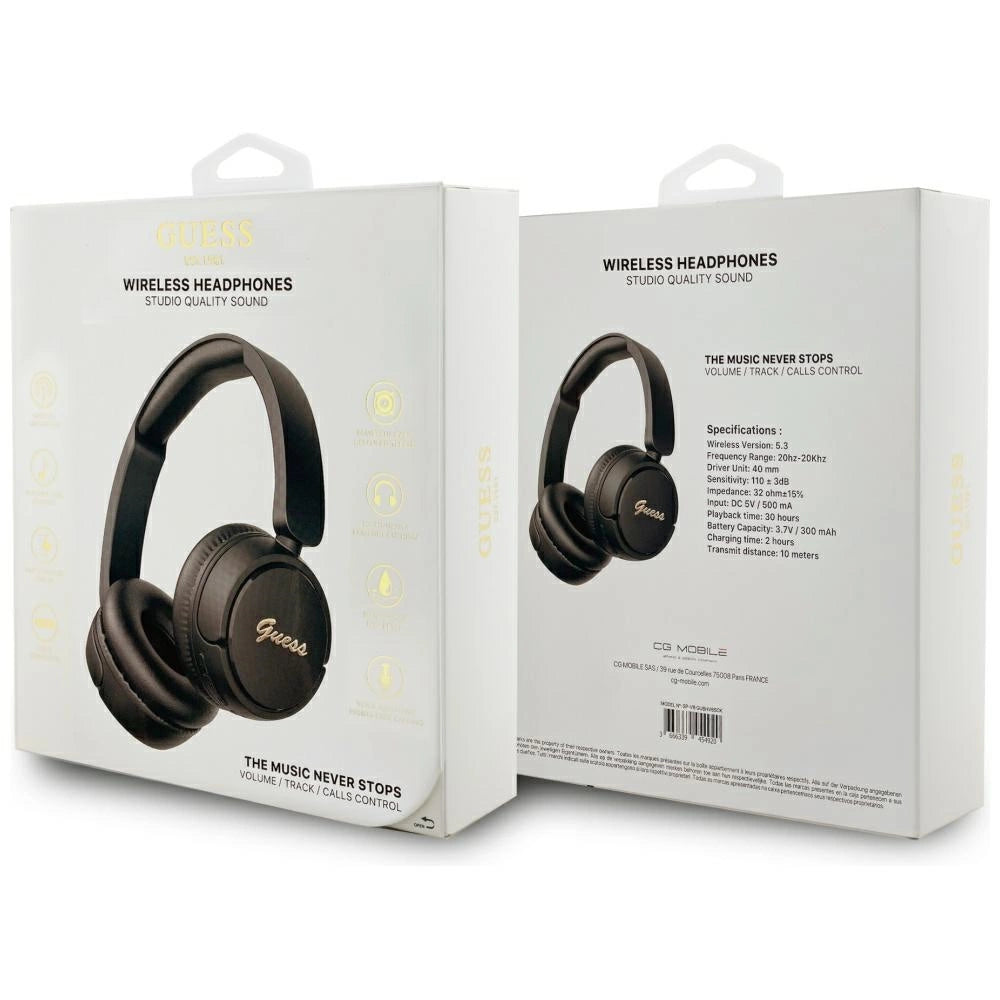 Guess Metal Logo Script Over-Ear Headphones - sort