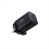 Joyroom JR-TCG01 Ultra GaN 65W Wall Charger 2 x USB-C + 1 x USB-A (UK plug) med 100W 1,2m USB-C Cable - sort