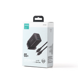 Joyroom JR-TCG01 Ultra GaN 65W Wall Charger 2 x USB-C + 1 x USB-A (UK plug) med 100W 1,2m USB-C Cable - sort