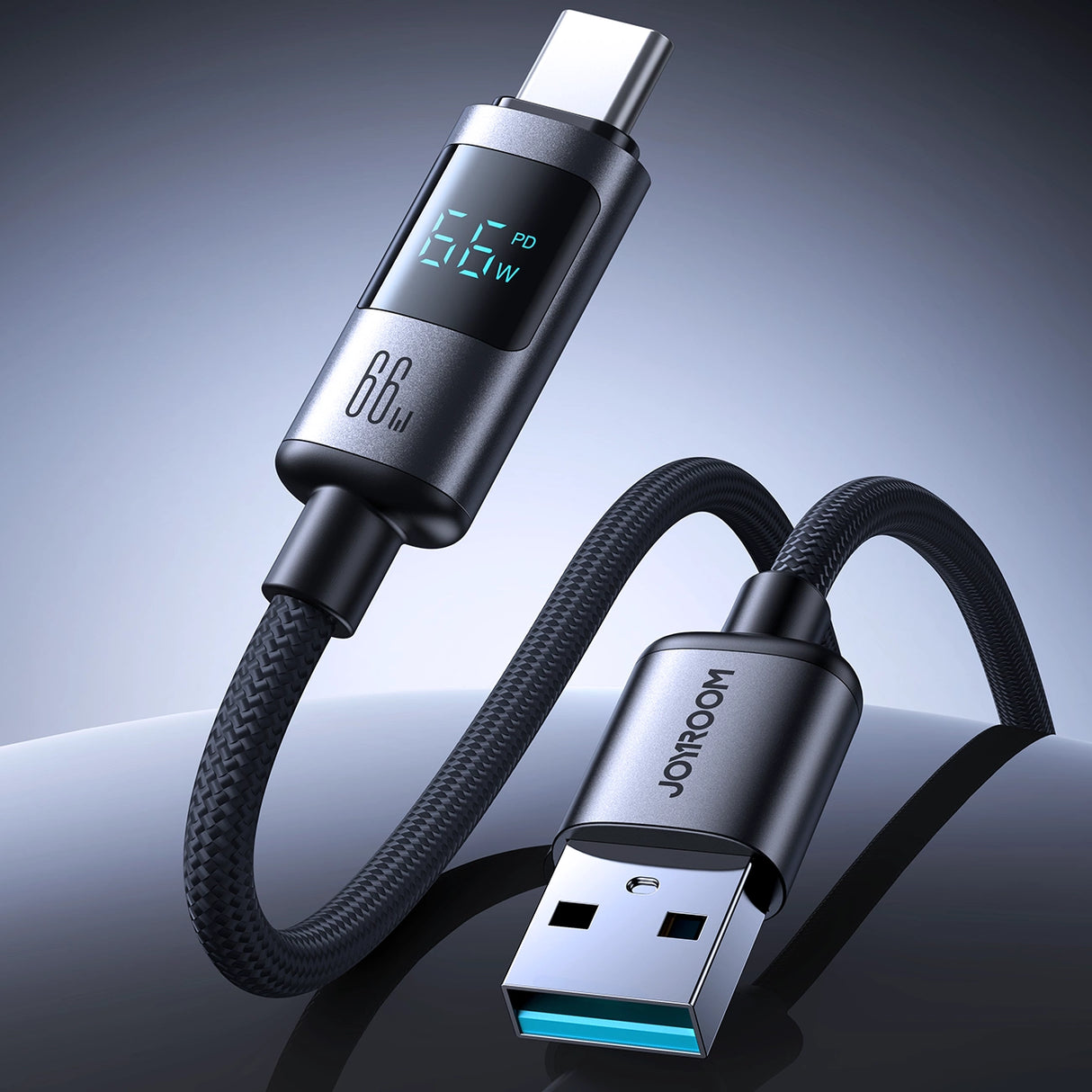Joyroom S-A16 Pro Prism Series 66W USB-A - USB-C-kabel med skærm 1,2 m - sort