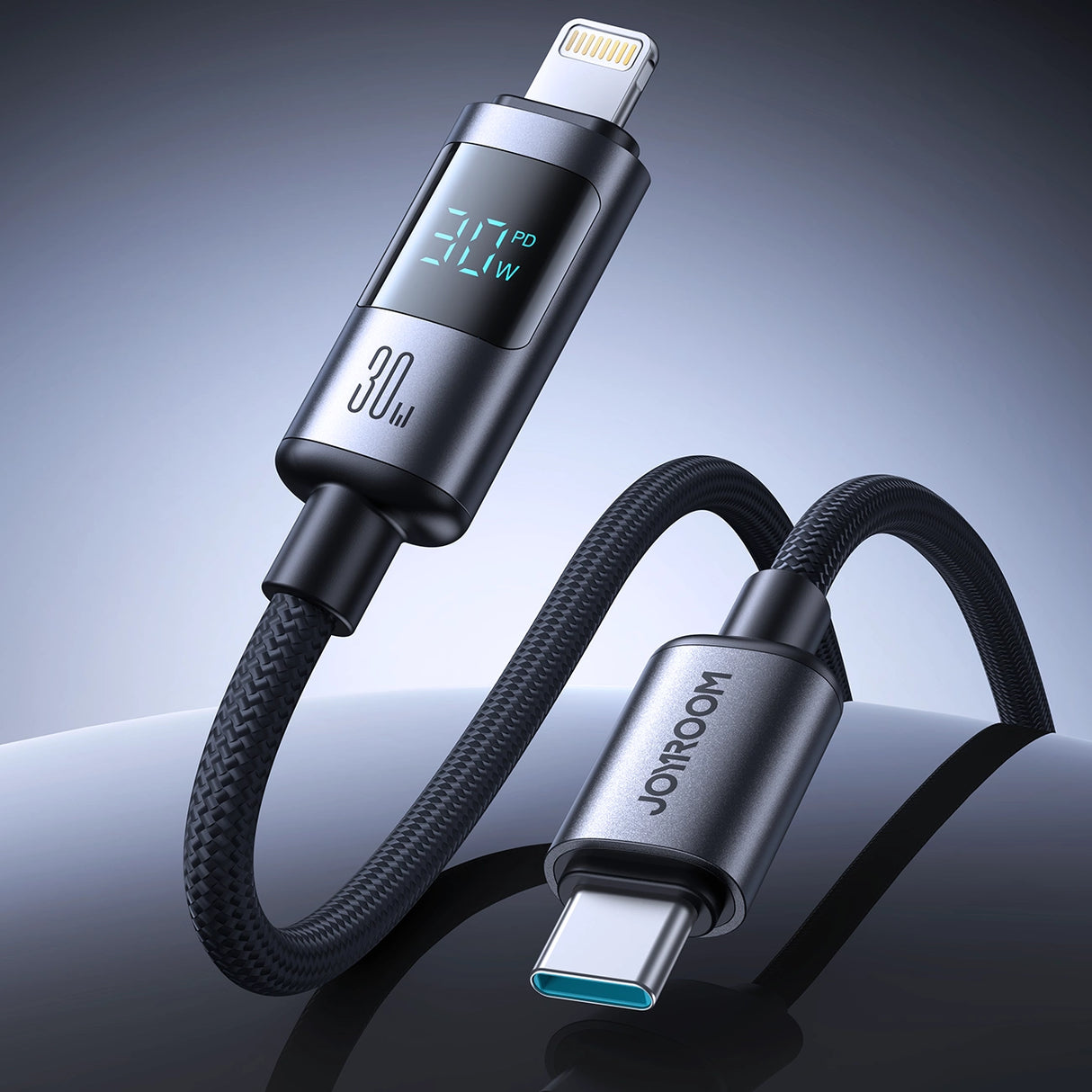 Joyroom S-A16 Pro Prism Series 30W USB-C - Lightning Cable med skærm 1,2 m - sort