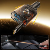 Joyroom JR-CCL07 3-i-1-biloplader med indbygget indtrækbart kabel - mørkgrå