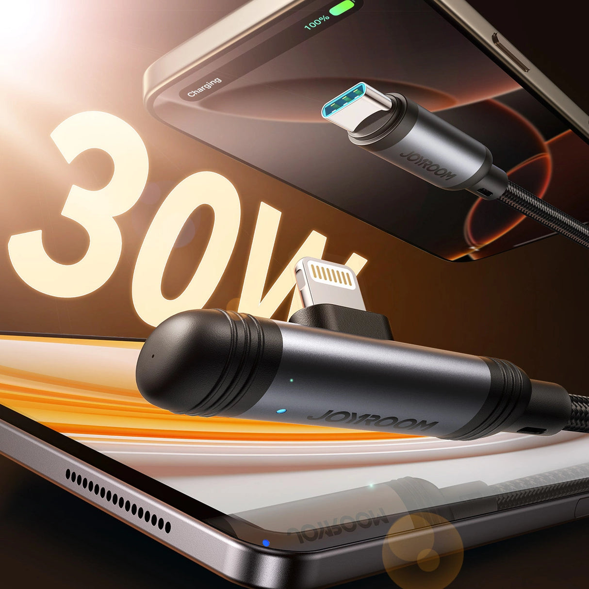Joyroom S-A56 EnjoyX Series 90° USB-C - Lightning kabel 30W 1,2m - sort