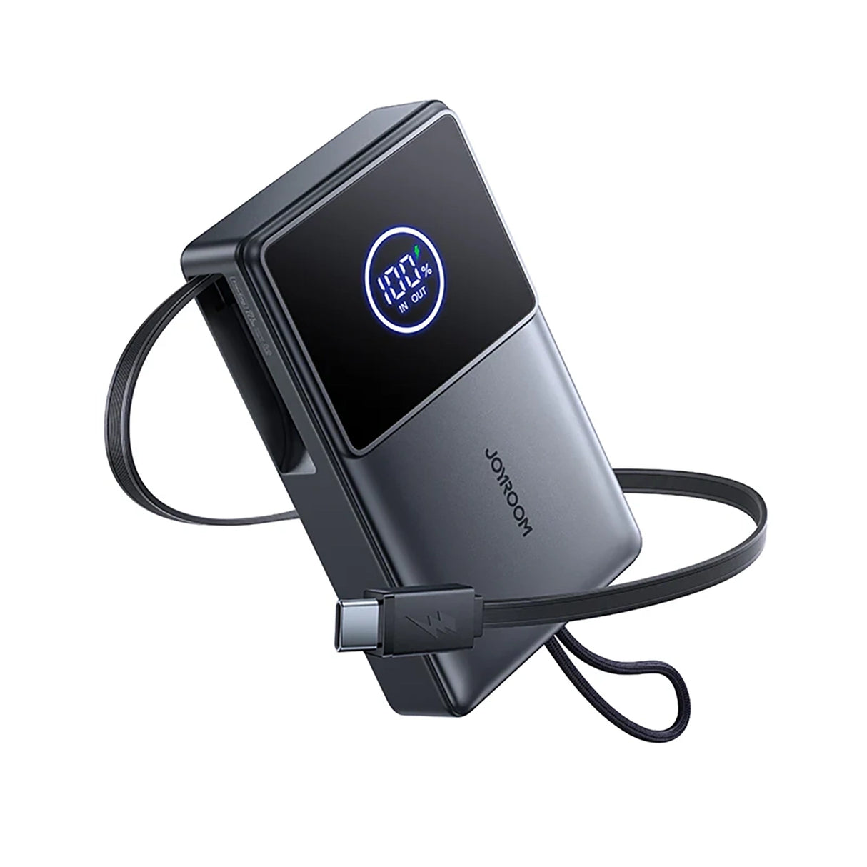 Joyroom JR-PR1 10000mAh 22.5W Powerbank med indbygget indtrækbart USB-C-kabel - sort