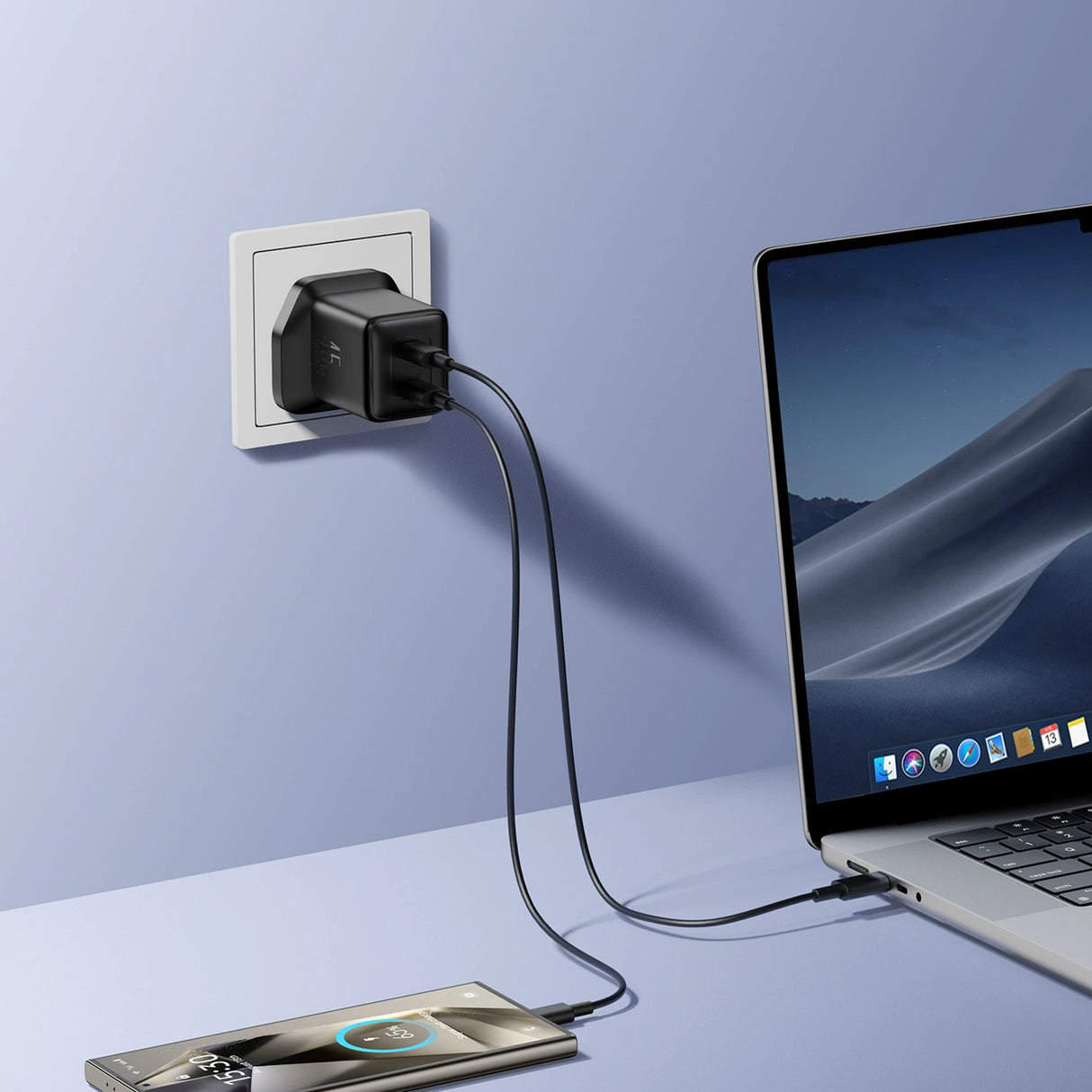 Joyroom JR-TCG17 45W 2 x USB-C vægoplader (UK plug) - sort