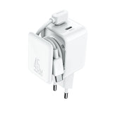Joyroom JR-TCL05 45W GaN Wall Charger med Kabel Organizer - hvid