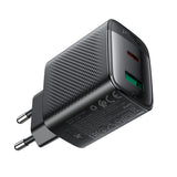 Acefast A106 GaN PD 45W USB-C USB-A Wall Charger - sort