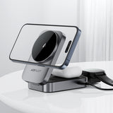 Acefast E22 3-i-1 trådløs induktiv opladningsstation, MagSafe-kompatibel - grå